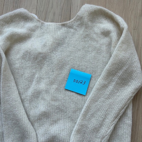 Sezane Mohair Alpaca Lace Up Sweater Cream White Back Coquette Size M Italy - Picture 12 of 13